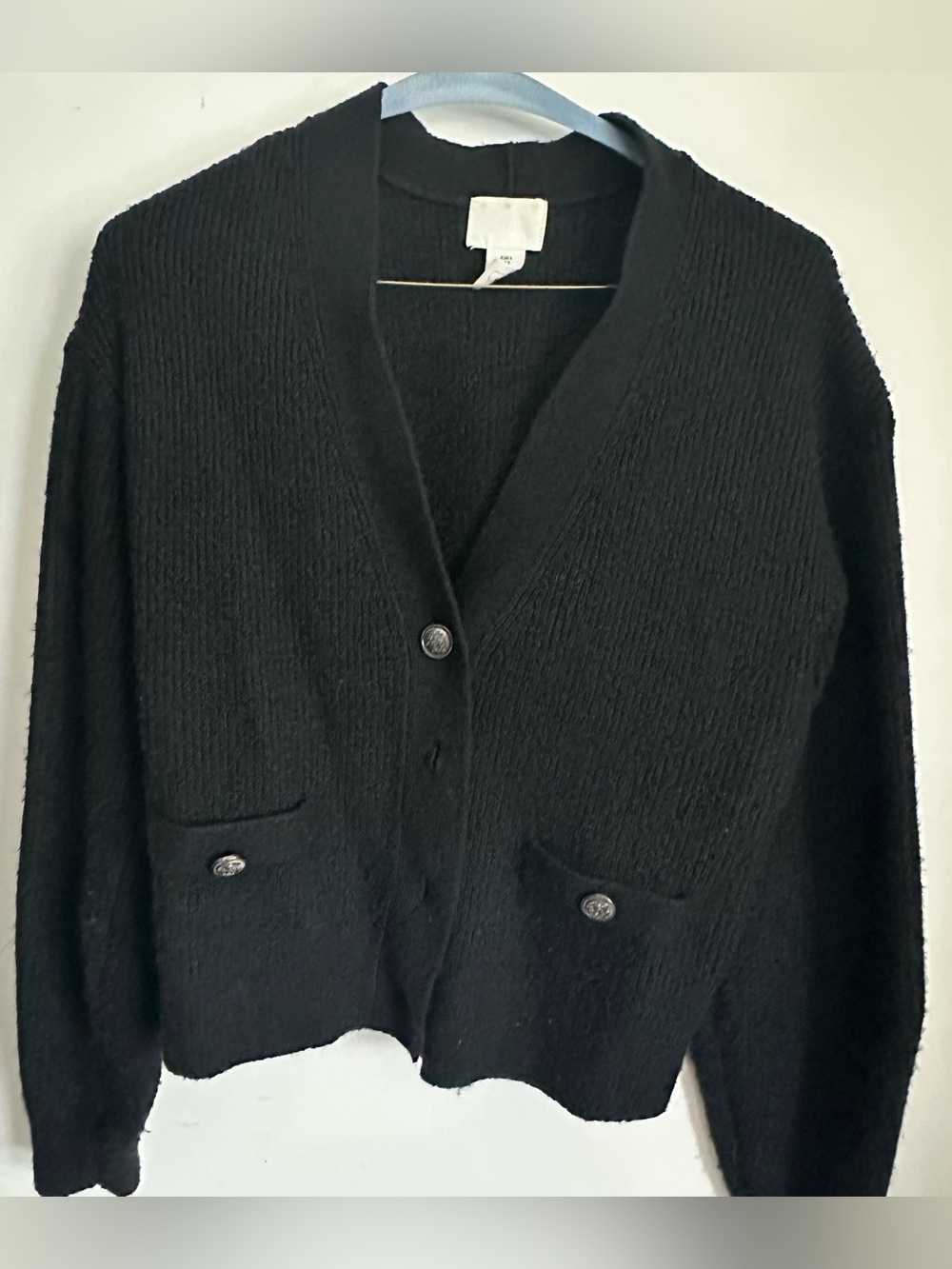 H&M Black V-Neck Pocket Button Cardigan